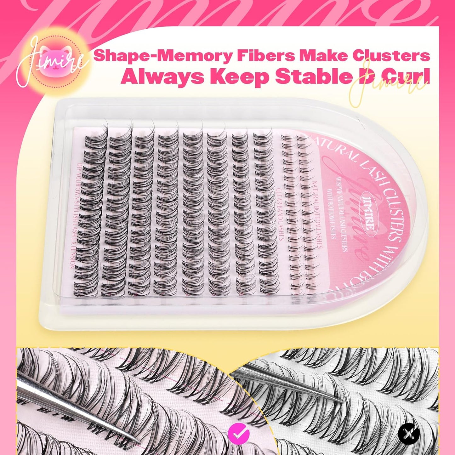 Venus Lash Clusters Kit with Bottom Lashes Natural Look Wispy 10-16MM Lash Extension Kit with Lash Bond and Seal, Remover, Tweezers D Curl Cluster Eyelash Extensions Kit Individual Lashes by