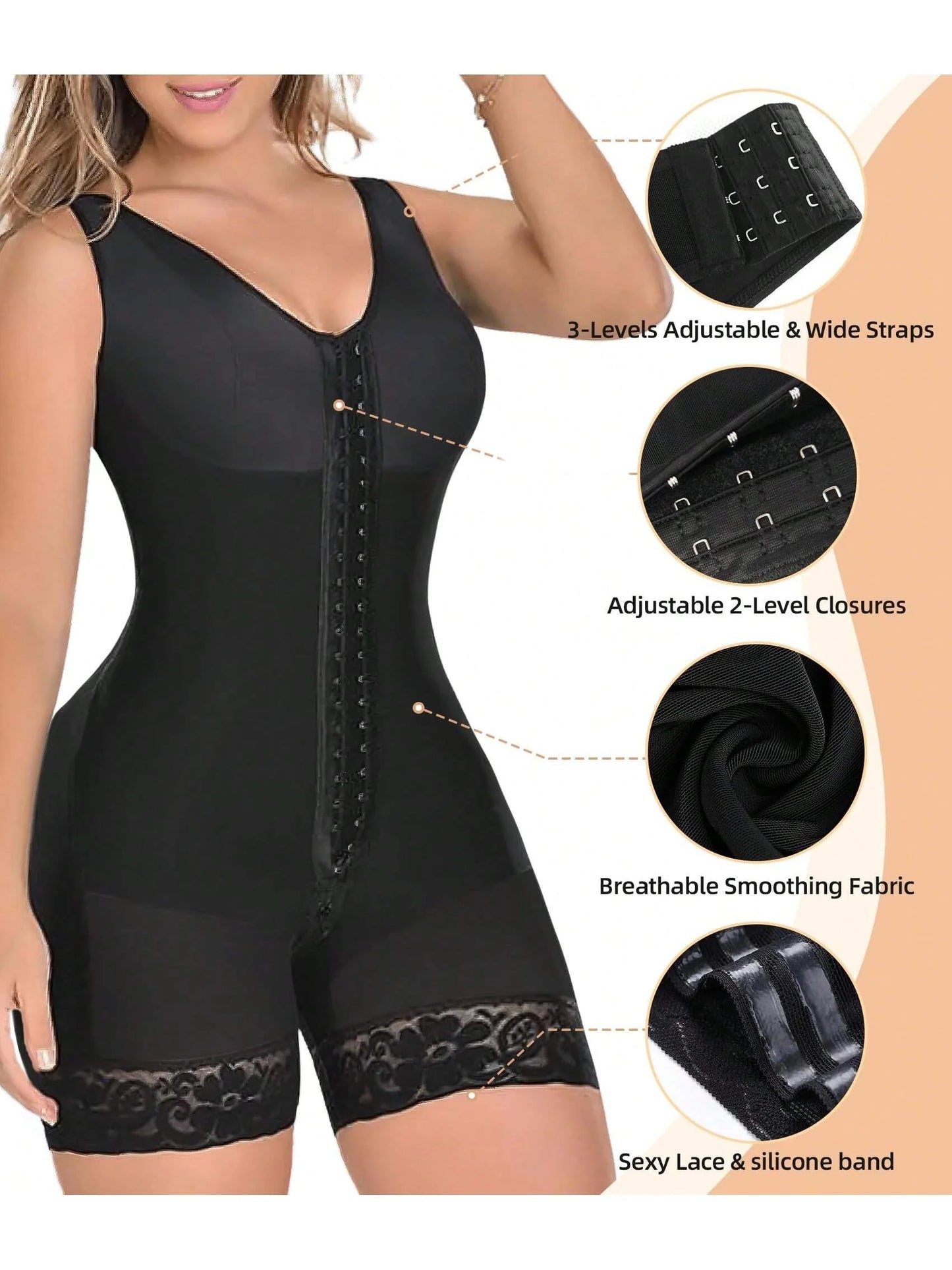 Fajas Colombianas Shapewear for Women Tummy Control Post Surgery Full Body Shaper Butt Lifter with Zipper Crotch Skimsbodysuits Solleonnewfajascurve Elegant Figure Fajas Melibelt Bodysuitfajashaper