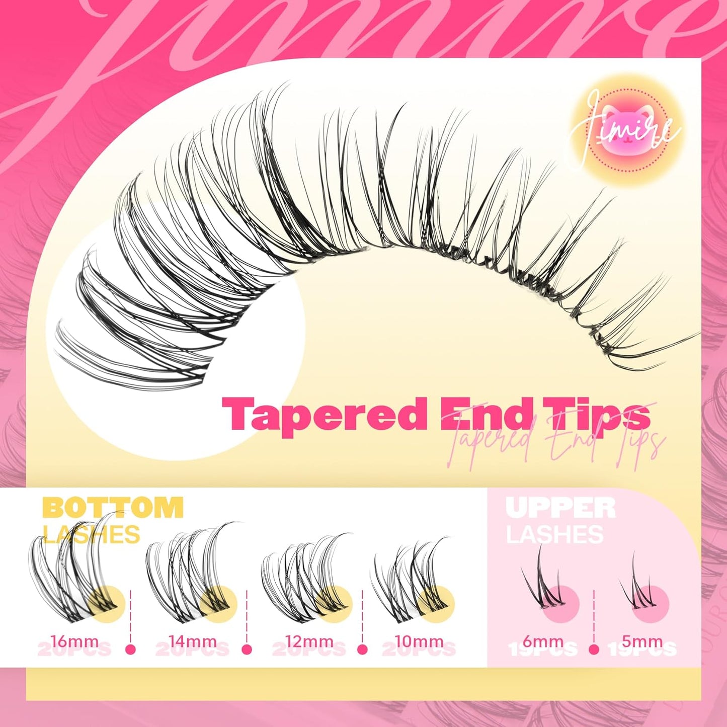 Venus Lash Clusters Kit with Bottom Lashes Natural Look Wispy 10-16MM Lash Extension Kit with Lash Bond and Seal, Remover, Tweezers D Curl Cluster Eyelash Extensions Kit Individual Lashes by