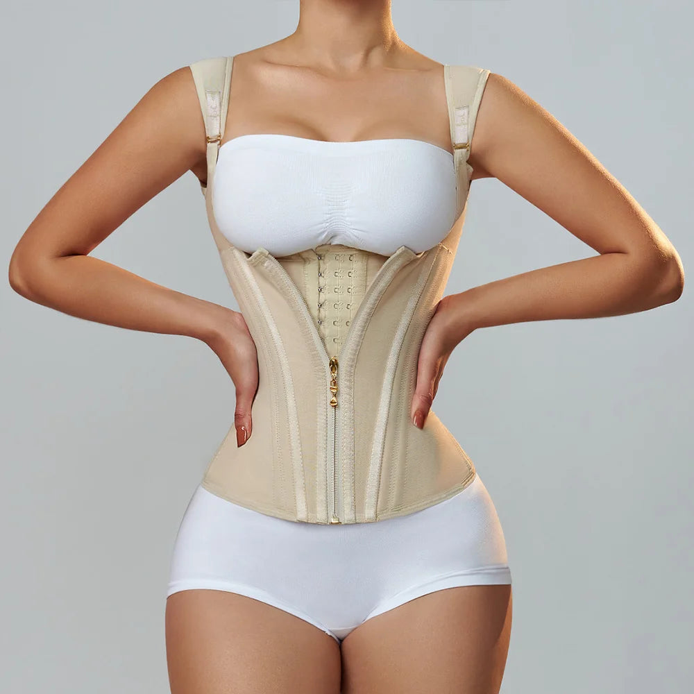 Fajas Colombians Girdles with Row Buckle and Zipper Postpartum Corset Waist Trainer Body Shaper for Women Sexy Shaping Curve