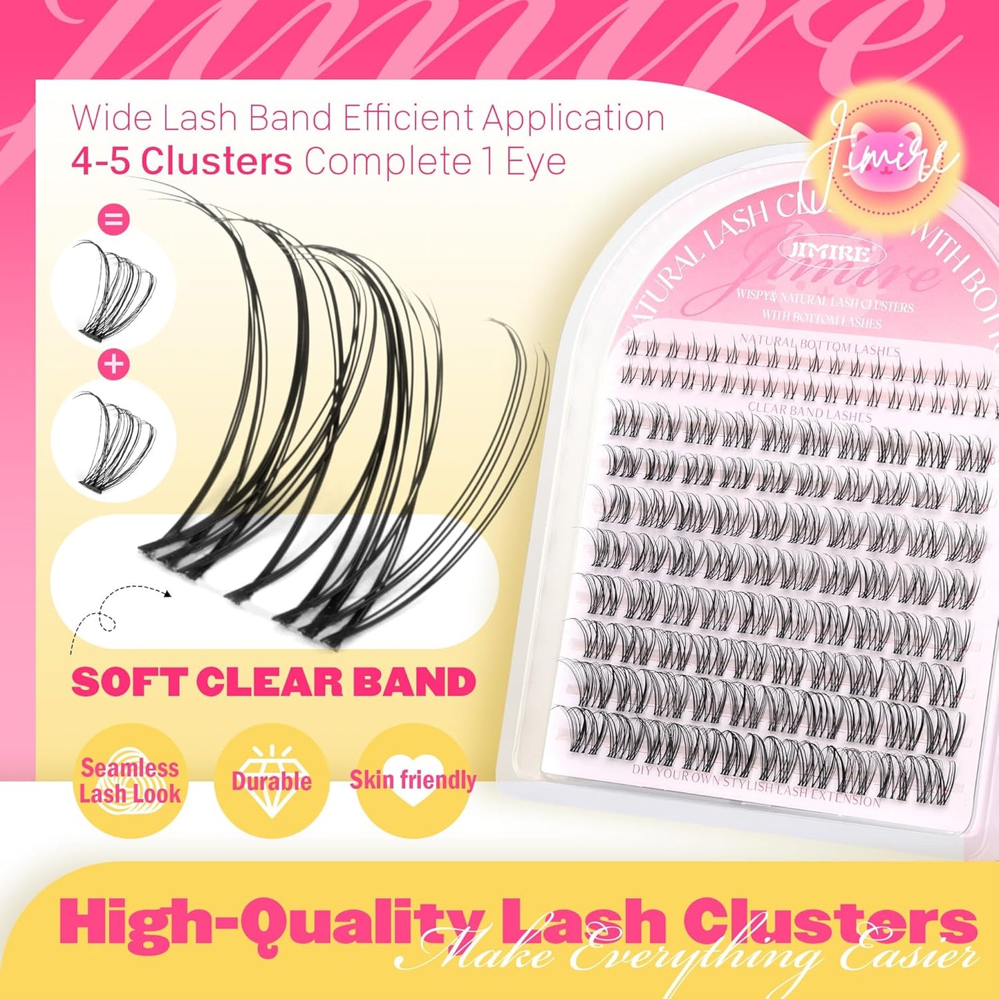 Venus Lash Clusters Kit with Bottom Lashes Natural Look Wispy 10-16MM Lash Extension Kit with Lash Bond and Seal, Remover, Tweezers D Curl Cluster Eyelash Extensions Kit Individual Lashes by