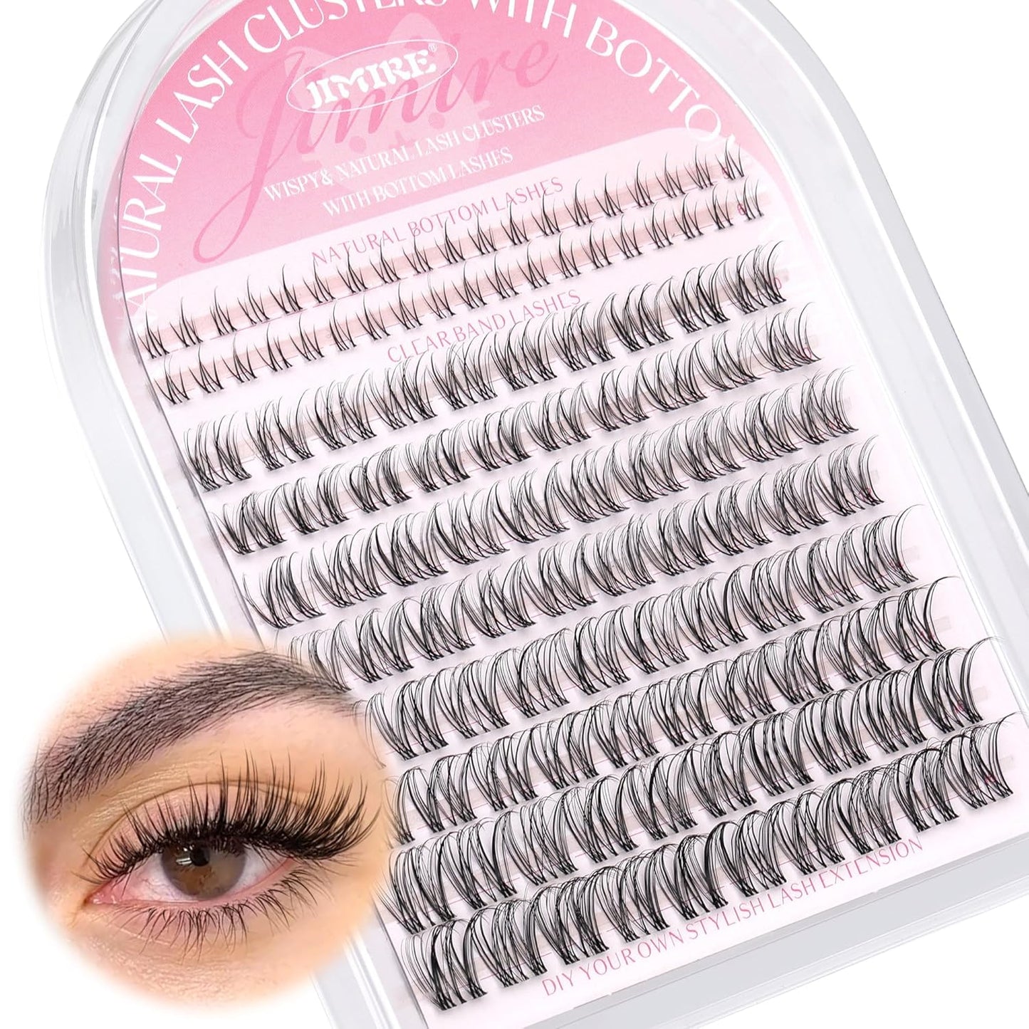 Venus Lash Clusters Kit with Bottom Lashes Natural Look Wispy 10-16MM Lash Extension Kit with Lash Bond and Seal, Remover, Tweezers D Curl Cluster Eyelash Extensions Kit Individual Lashes by
