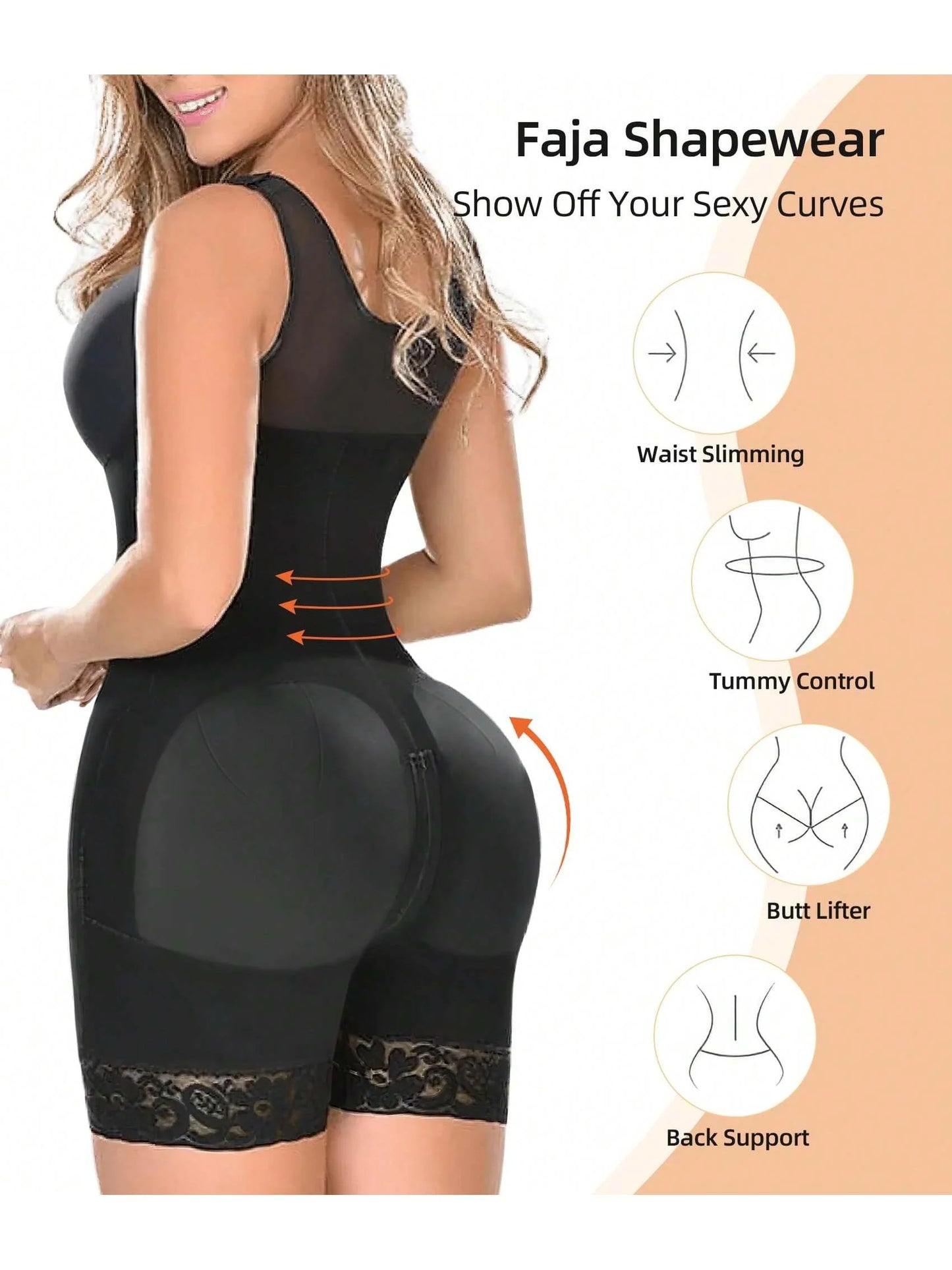 Fajas Colombianas Shapewear for Women Tummy Control Post Surgery Full Body Shaper Butt Lifter with Zipper Crotch Skimsbodysuits Solleonnewfajascurve Elegant Figure Fajas Melibelt Bodysuitfajashaper