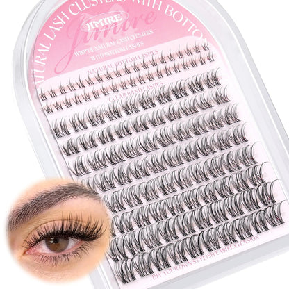 Venus Lash Clusters Kit with Bottom Lashes Natural Look Wispy 10-16MM Lash Extension Kit with Lash Bond and Seal, Remover, Tweezers D Curl Cluster Eyelash Extensions Kit Individual Lashes by